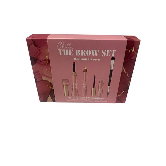 CHELLA The Brow Set, Eyebrow Cream 4 Piece Kit - Medium Brown New - Picture 1 of 2
